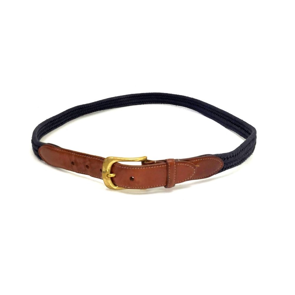 Torino Belt Leather & Blue Cotton Men's Dress Casual Waist Size 38 Italy Vintage